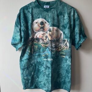 Vintage FRIENDS OF THE SEA OTTER Sz M Green Otter Graphic T-Shirt